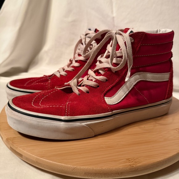 Vans Other - Vans Sk8-Hi Red White Suede Canvas High Top Skate Shoes Mens 8 Womens 9.5 721356